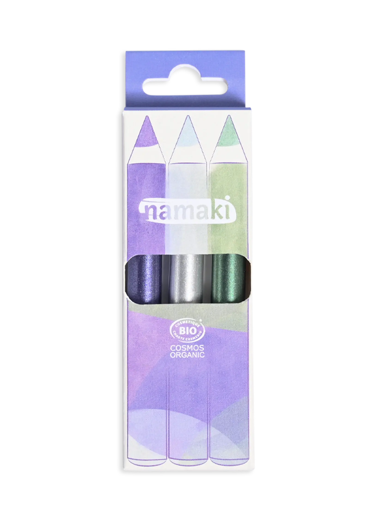 [110138] Kinderschminkstifte Glitzer - Jumbo - Violett-Silber-Grün**