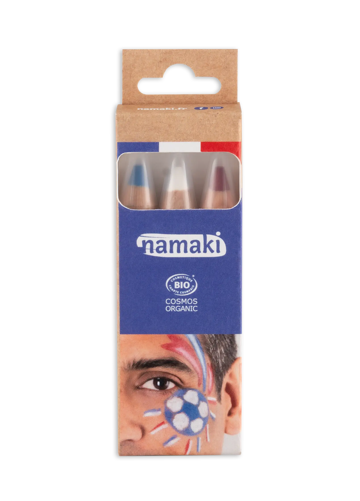 [110070] Kit supporter 3 crayons de maquillage - Bleu-Blanc-Rouge**
